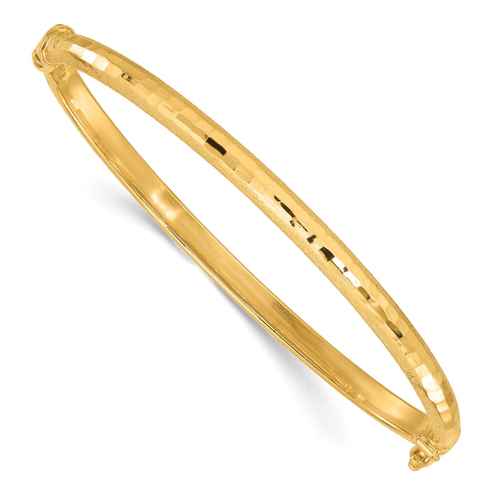 14K Diamond-cut and Laser-cut Fancy Hinged Bangle Bracelet-DB731