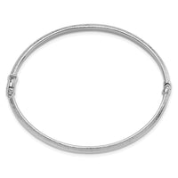 14K White Gold Diamond-cut and Laser-cut Hinged Bangle Bracelet-DB731W