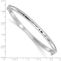 14K White Gold Diamond-cut and Laser-cut Hinged Bangle Bracelet-DB731W