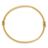 14K Polished and Ridged Hinged Bangle Bracelet-DB732