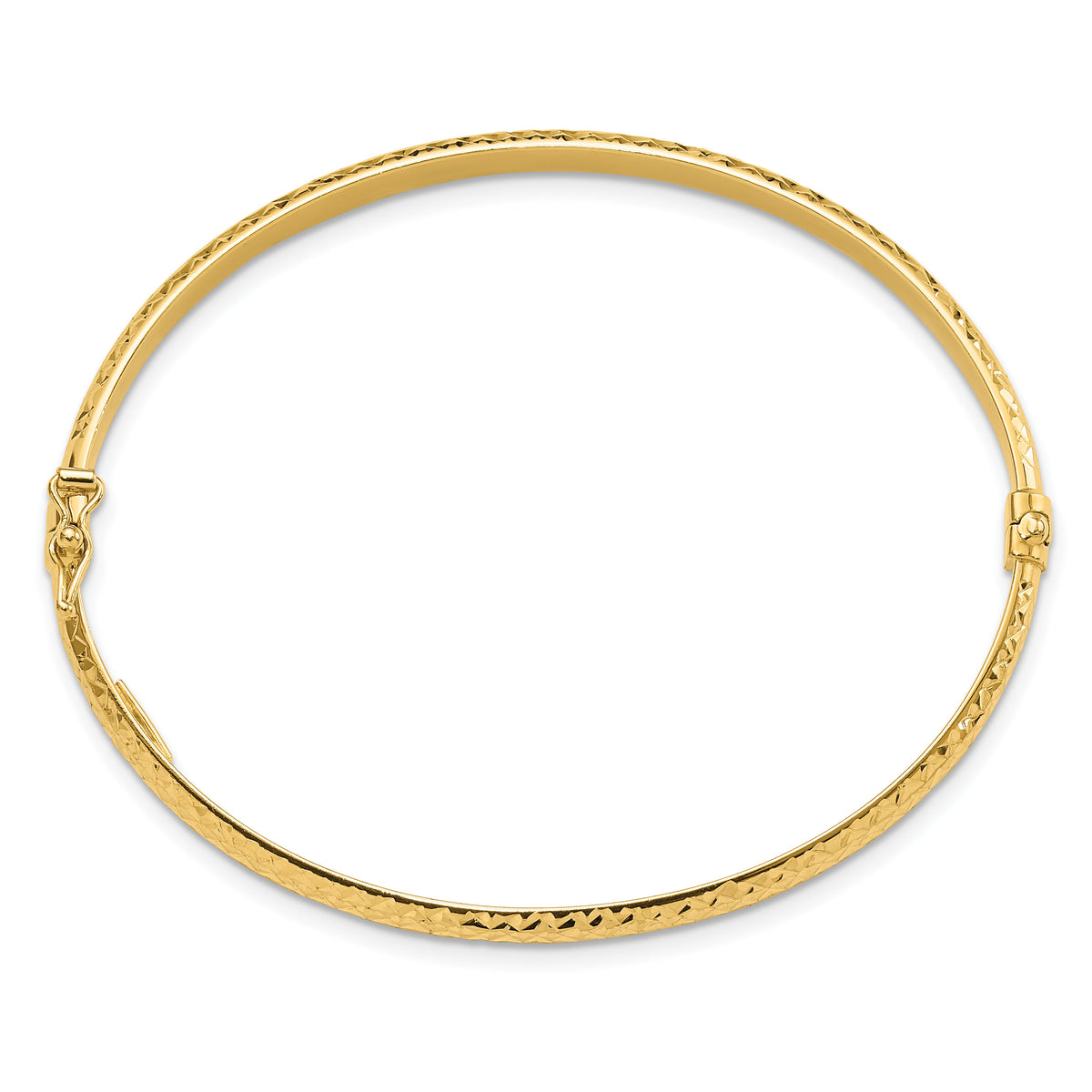 14K Diamond Cut 4mm Hinged Bangle-DB733