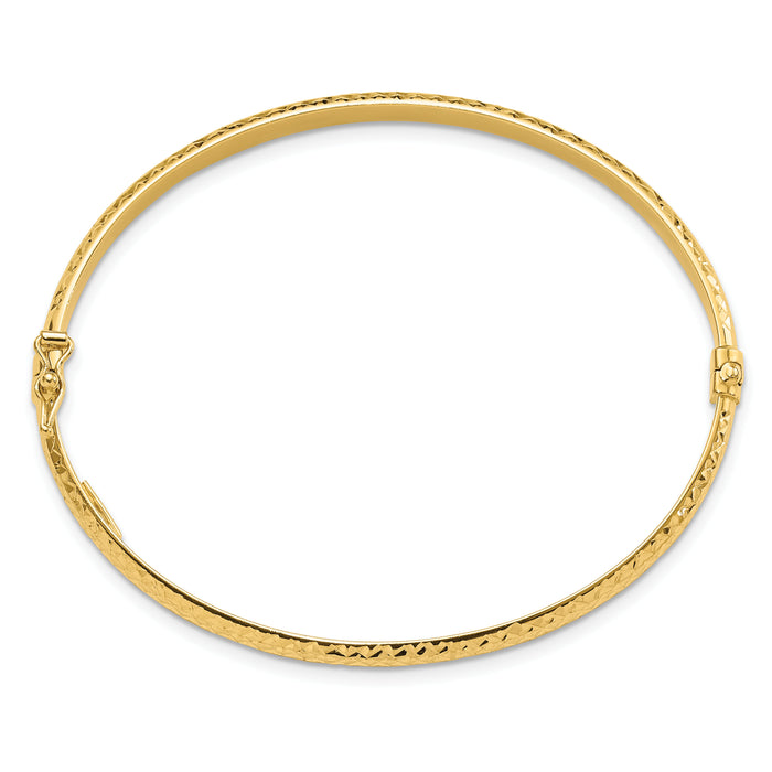 14K Diamond Cut 4mm Hinged Bangle-DB733
