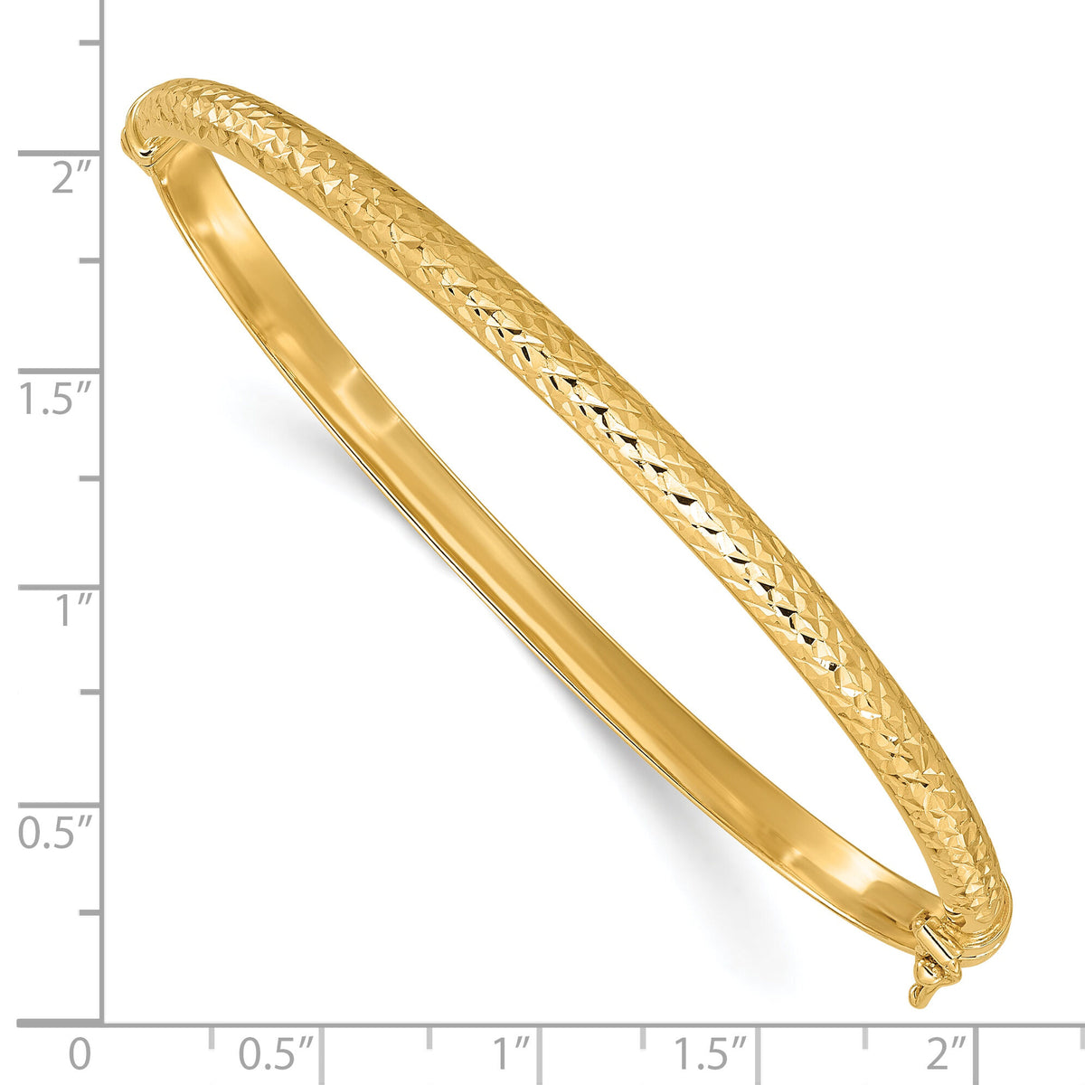 14K Diamond Cut 4mm Hinged Bangle-DB733