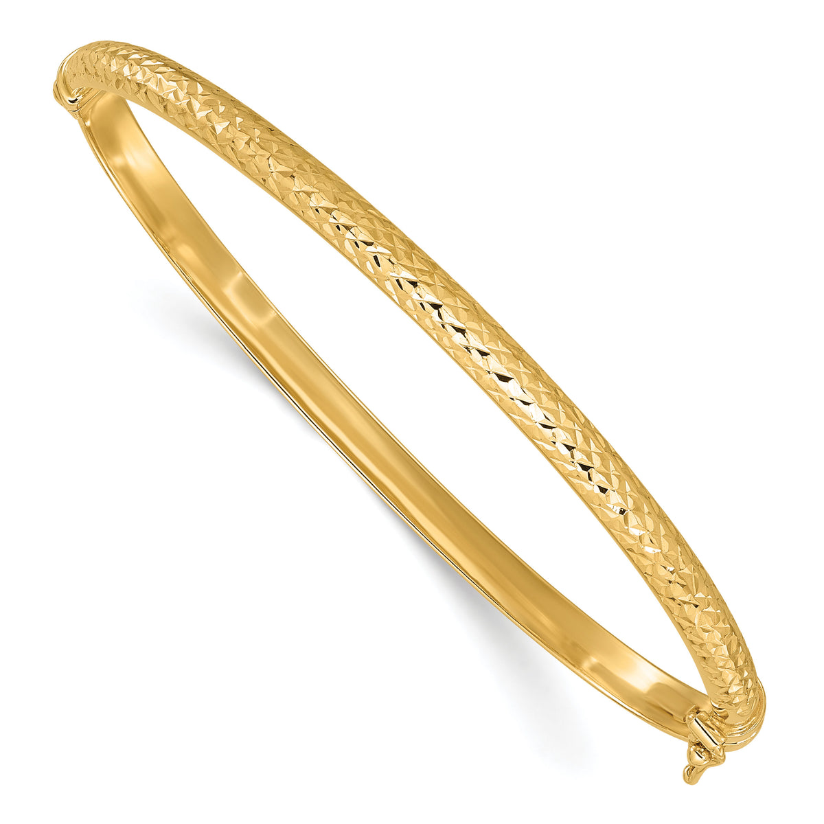 14K Diamond Cut 4mm Hinged Bangle-DB733