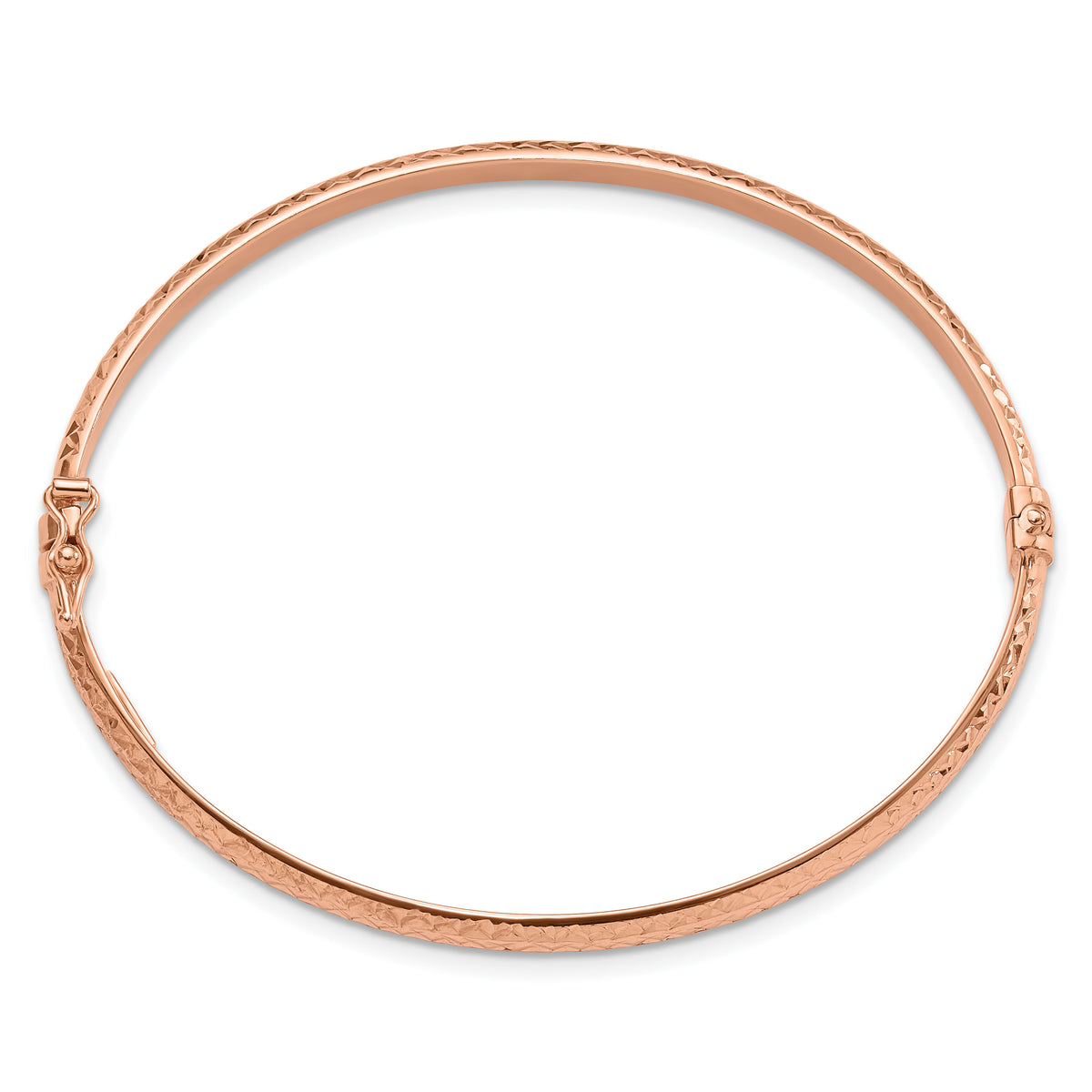 14K Rose Gold Diamond Cut 4mm Hinged Bangle-DB733R