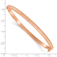 14K Rose Gold Diamond Cut 4mm Hinged Bangle-DB733R