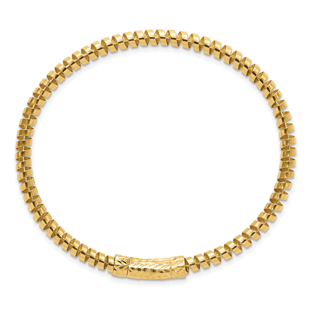 14K Polished and Diamond-cut Fancy Spiral Bangle-DB734