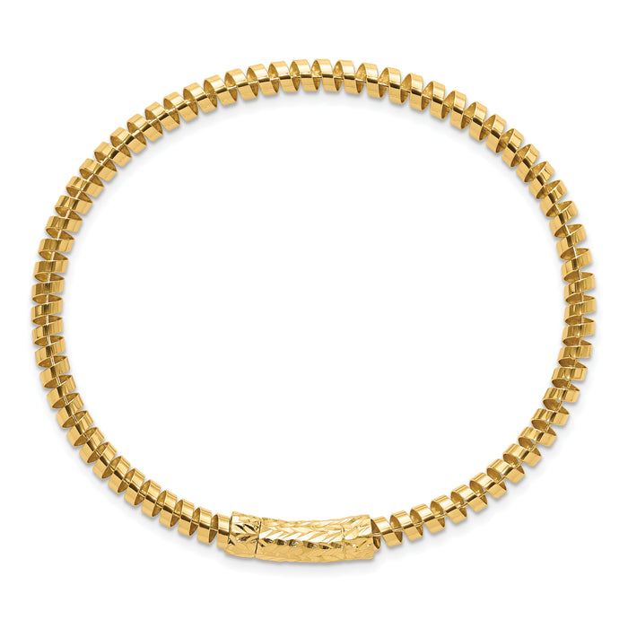 14K Polished and Diamond-cut Fancy Spiral Bangle-DB734