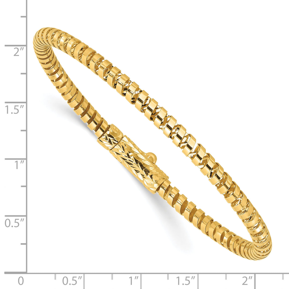 14K Polished and Diamond-cut Fancy Spiral Bangle-DB734