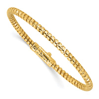 14K Polished and Diamond-cut Fancy Spiral Bangle-DB734