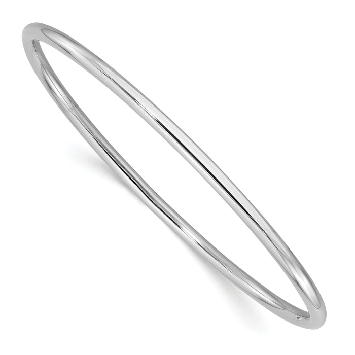 14k White Gold 3.00mm Polished Slip On Bangle-DB735W
