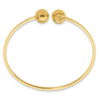 14K Polished and Diamond Cut Ball Flexible Cuff Bangle Bracelet-DB738