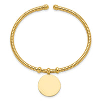 14K Polished and Textured Flexible Circle Dangle Bangle Bracelet-DB740