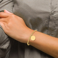 14K Polished and Textured Flexible Circle Dangle Bangle Bracelet-DB740