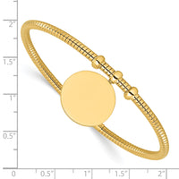14K Polished and Textured Flexible Circle Dangle Bangle Bracelet-DB740
