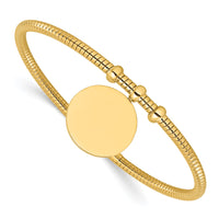 14K Polished and Textured Flexible Circle Dangle Bangle Bracelet-DB740