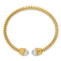 14K with Rhodium Diamond-cut Fancy Spiral Cuff Bracelet-DB741