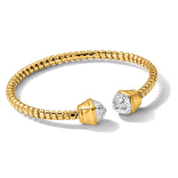 14K with Rhodium Diamond-cut Fancy Spiral Cuff Bracelet-DB741