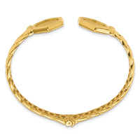 14k Polished Textured Fancy Link Hinged Cuff Bracelet-DB742