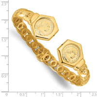 14k Polished Textured Fancy Link Hinged Cuff Bracelet-DB742