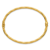 14K Polished and Textured Twisted Hinged Bangle-DB743