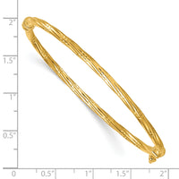 14K Polished and Textured Twisted Hinged Bangle-DB743