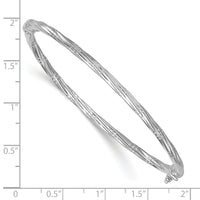 14K with White Rhodium Polished and Textured Twisted Hinged Bangle-DB743W