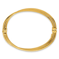 14K Polished and Textured Twisted Hinged Bangle-DB746