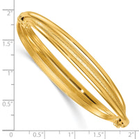 14K Polished and Textured Twisted Hinged Bangle-DB746