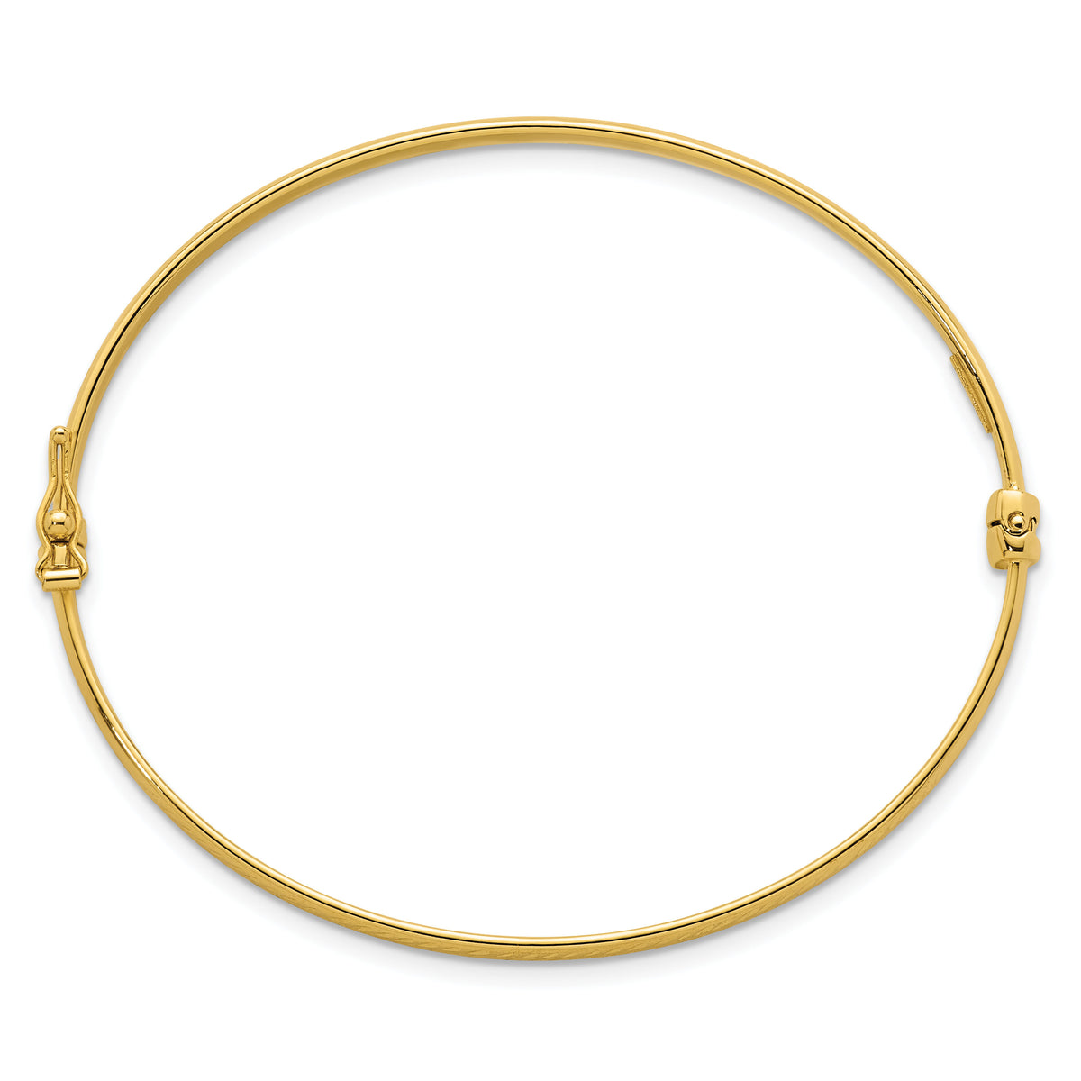 14k Polished and Diamond-cut Hinged Bangle-DB748