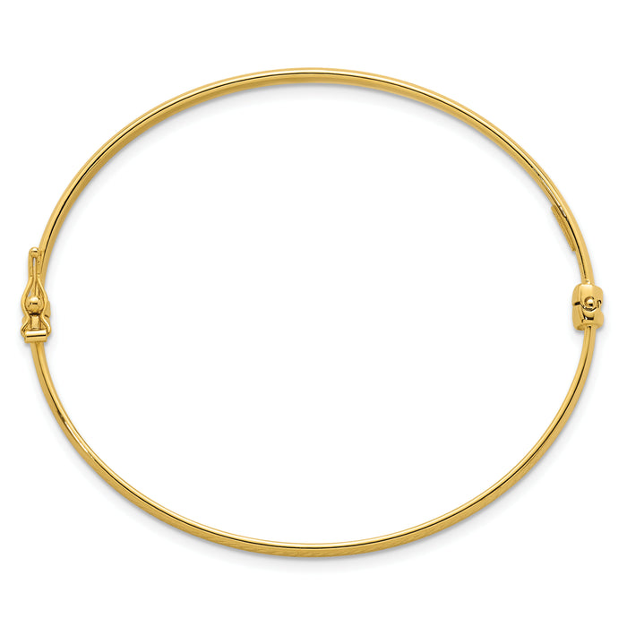 14k Polished and Diamond-cut Hinged Bangle-DB748