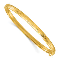 14k Polished and Diamond-cut Hinged Bangle-DB748