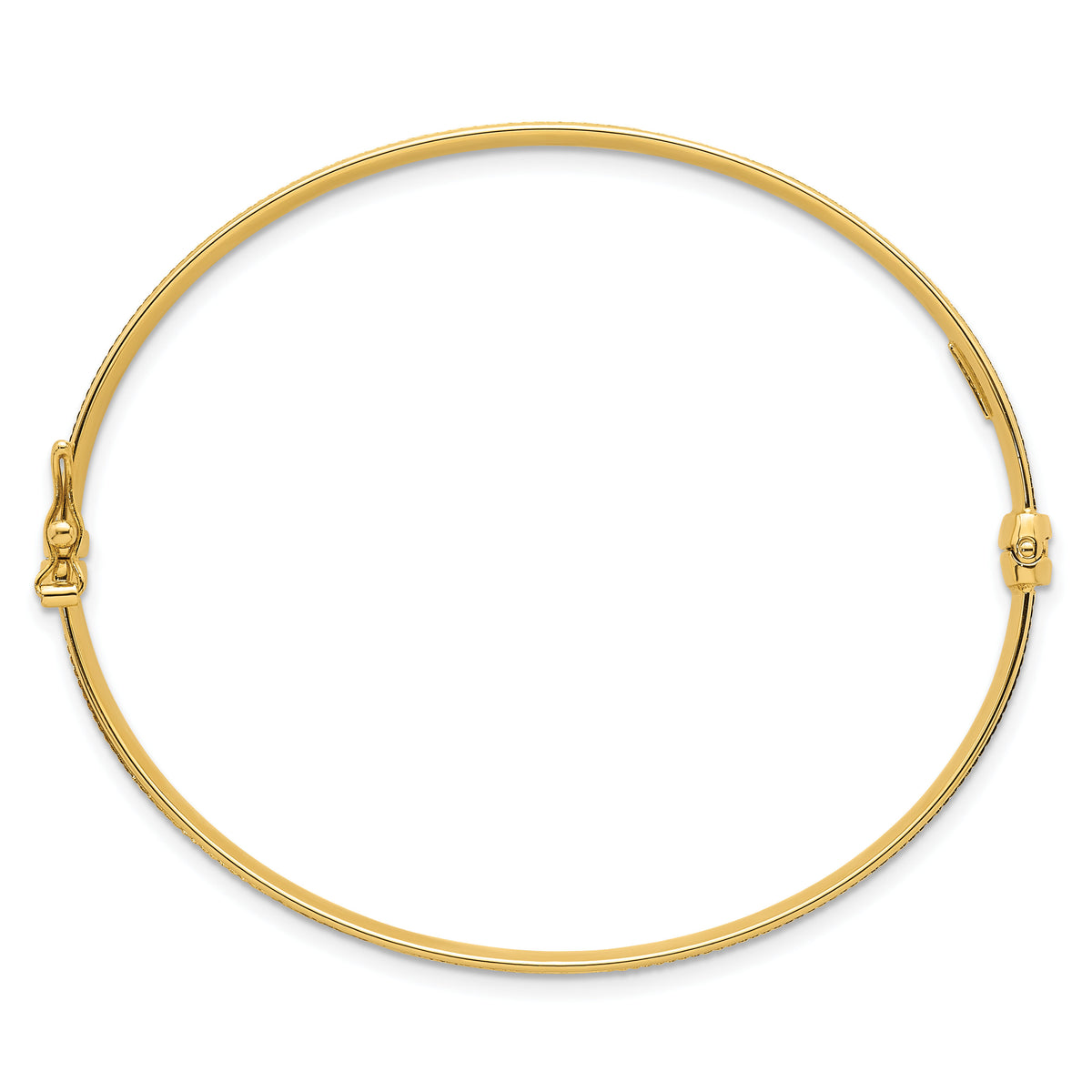 14k Polished Brushed and Textured Hinged Bangle-DB749