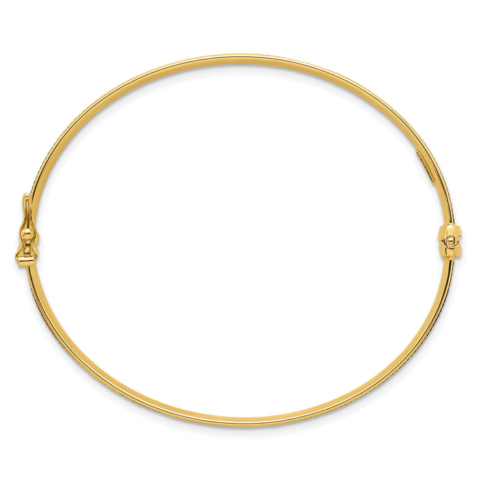 14k Polished Brushed and Textured Hinged Bangle-DB749