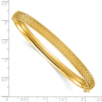14k Polished Brushed and Textured Hinged Bangle-DB749