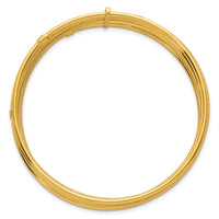 14K Polished and Textured 7 Row Slip On Bangle-DB750