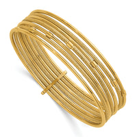 14K Polished and Textured 7 Row Slip On Bangle-DB750
