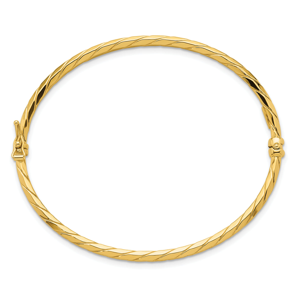 14k Polished and Diamond-cut Twisted Hinged Bangle-DB755