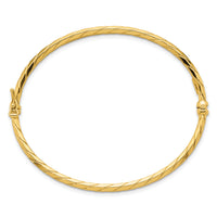 14k Polished and Diamond-cut Twisted Hinged Bangle-DB755