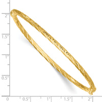 14k Polished and Diamond-cut Twisted Hinged Bangle-DB755