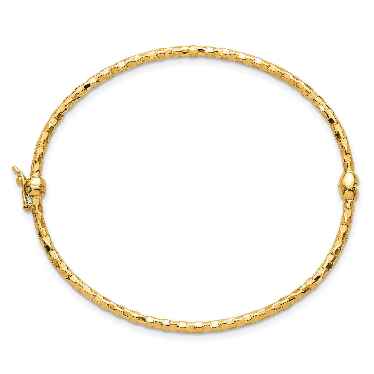 14k Polished Textured Hinged Bangle Bracelet-DB756