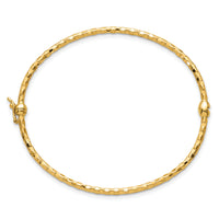 14k Polished Textured Hinged Bangle Bracelet-DB756