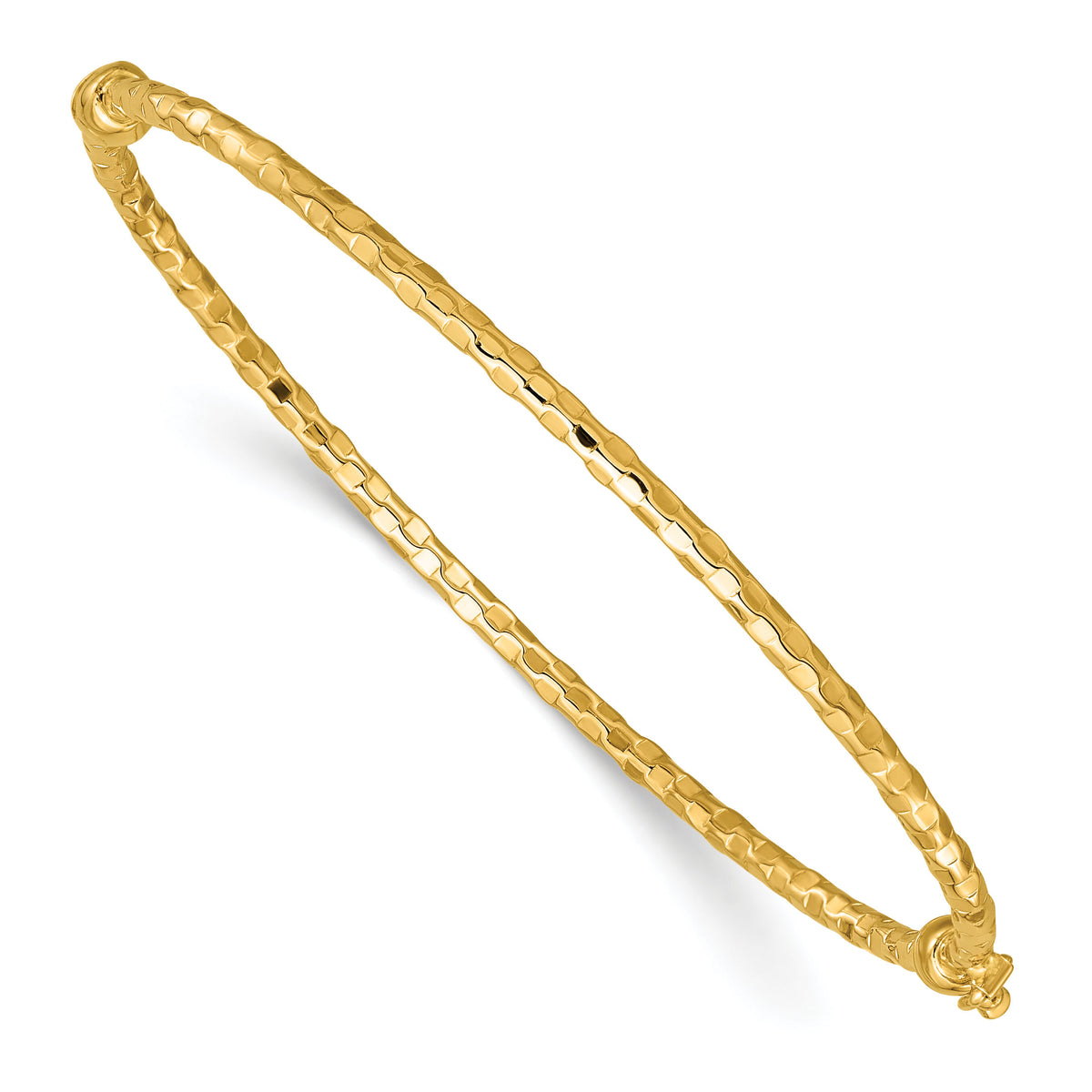 14k Polished Textured Hinged Bangle Bracelet-DB756