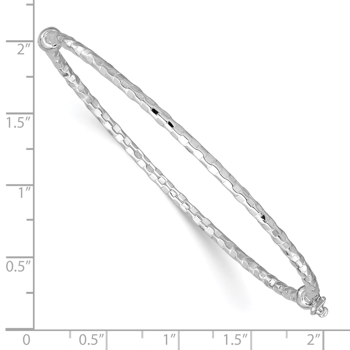 14k White Gold Textured Hinged Bangle Bracelet-DB756W