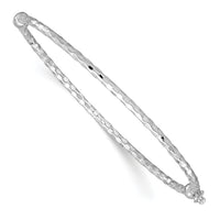 14k White Gold Textured Hinged Bangle Bracelet-DB756W