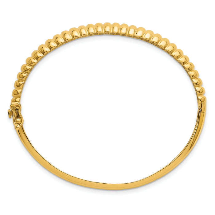 14K Polished and Textured Graduated Hinged Bangle-DB758