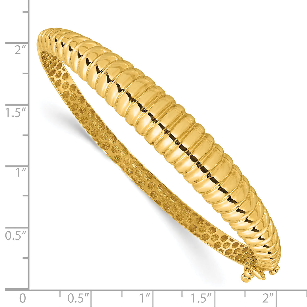 14K Polished and Textured Graduated Hinged Bangle-DB758