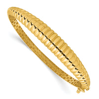 14K Polished and Textured Graduated Hinged Bangle-DB758