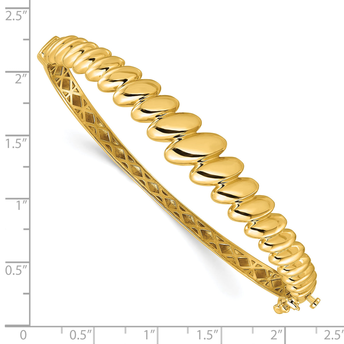 14k Polished Graduated Oval Fancy Hinged Bangle-DB759