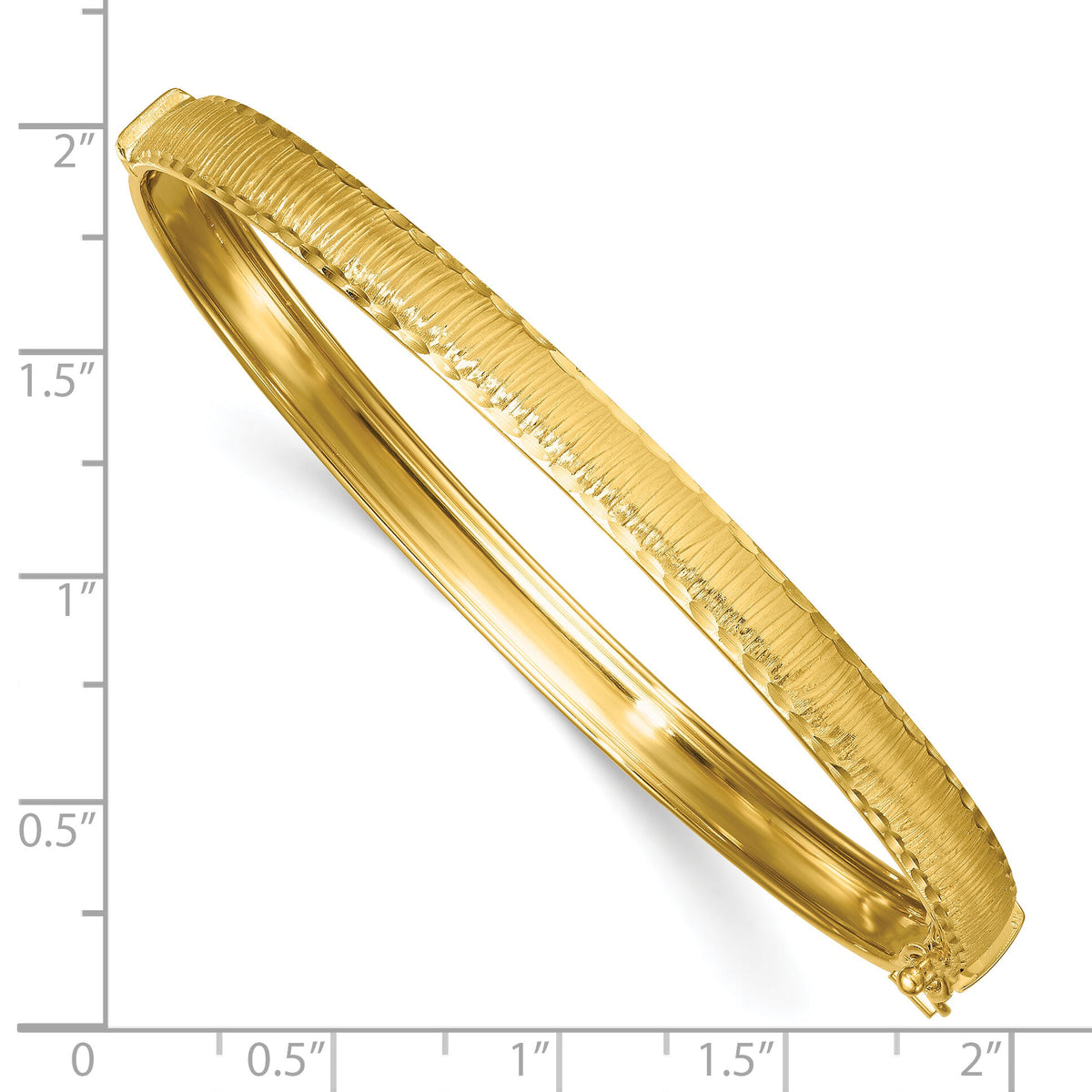 14k Polished Diamond-cut Textured Hinged 5.25mm Bangle Bracelet-DB760